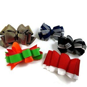 Vintage Hair Barettes -Hair Clips -Hair Bow -Multi-Colored -5 Pc Set *MINOR WEAR